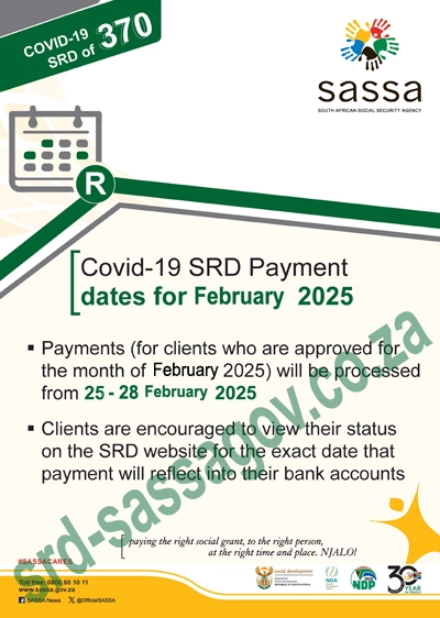 SRD R370 Payment Dates for February 2025